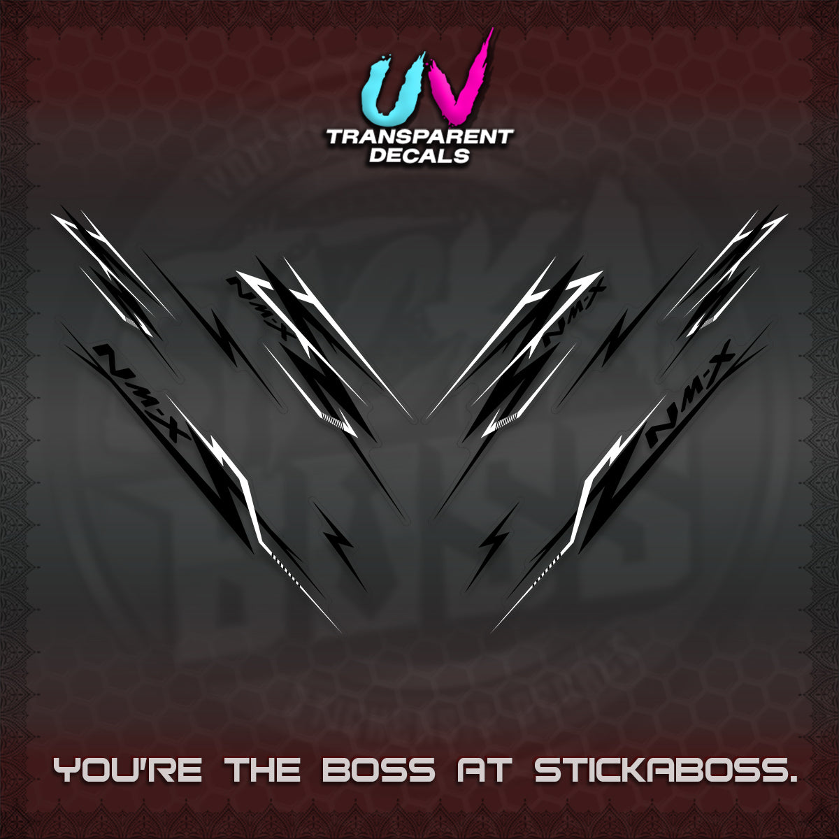 NMAX V2 UV TRANSPARENT DECALS (2024 NM A8 STYLE) STICKER DECALS By STICKABOSS