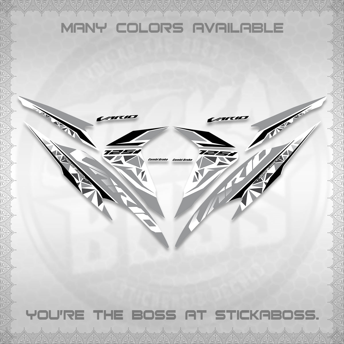 CLICK 125 V2 VARIO FOR WHITE DECALS (2018–2022 STYLE DESIGN) STICKER DECALS BY STICKABOSS
