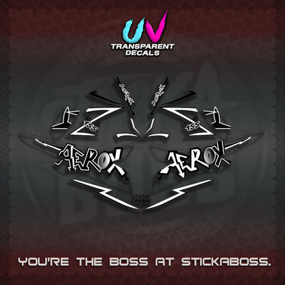 【PREMIUM UV PRINT】AEROX 155 V2 DECALS TRANSPARENT (STRIPING GRAFITY MOTIF) STICKER DECALS By STICKAB