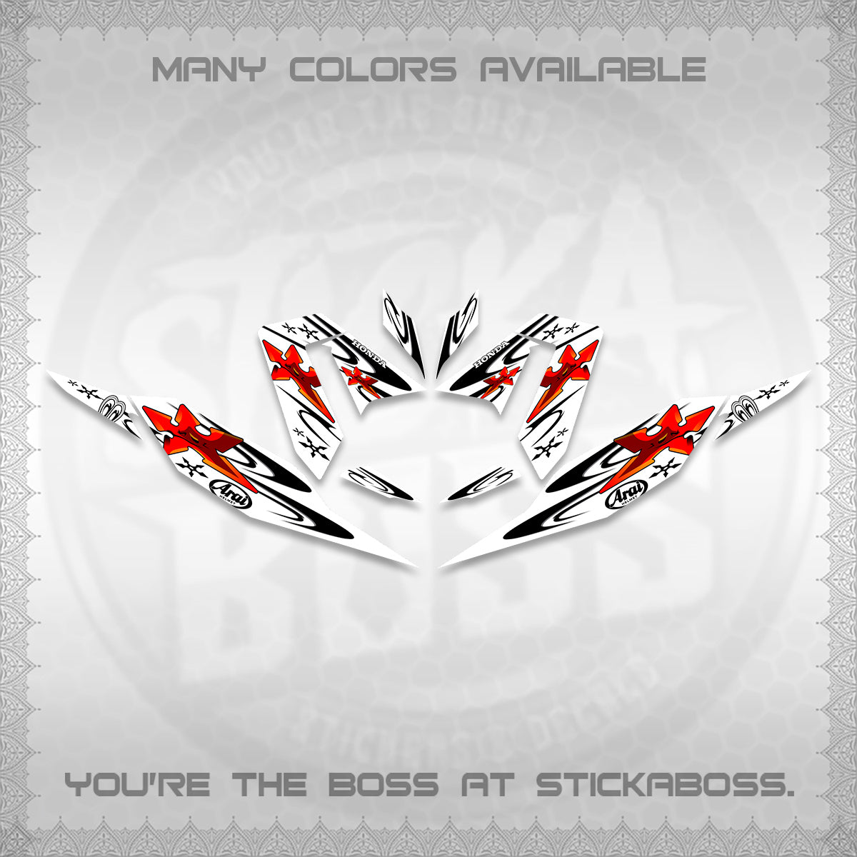 CLICK 125 V4 FOR WHITE DECALS (2026 ARAI STAR RACING DESIGN) STICKER DECALS By STICKABOSS