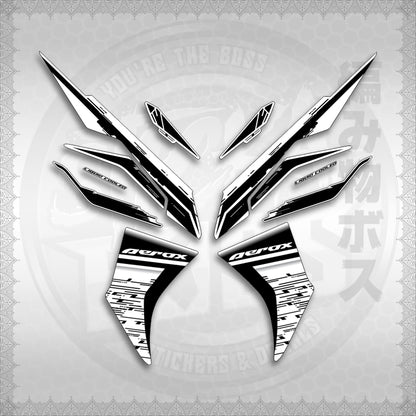 STICKER DECALS for AEROX V3 ALPHA TURBO INDO FOR WHITE (AV3NESTEDMA) By STICKABOSS (SOFIE LAMINATED WATERPROOF)