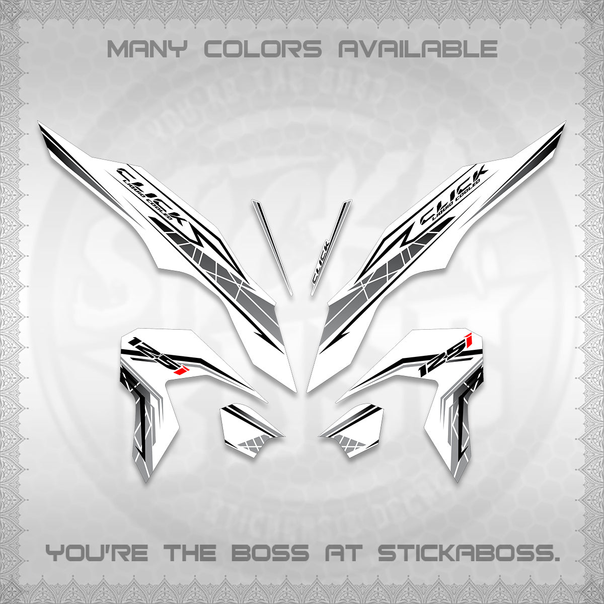 CLICK 125 V3 FOR WHITE DECALS (2023 SIMPLE STRIPE DESIGN) STICKER DECALS By STICKABOSS