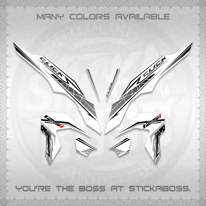 CLICK 125 V3 FOR WHITE DECALS (2023 SIMPLE STRIPE DESIGN) STICKER DECALS By STICKABOSS