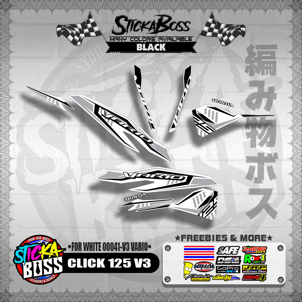 CLICK 125 V3 DECALS ( FOR WHITE 00041-V3 VARIO )【WITH FREEBIES】