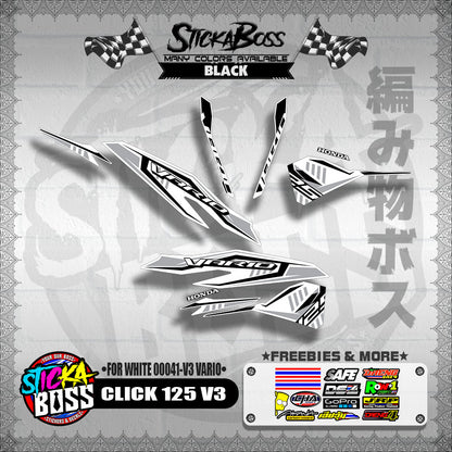 CLICK 125 V3 DECALS ( FOR WHITE 00041-V3 VARIO )【WITH FREEBIES】