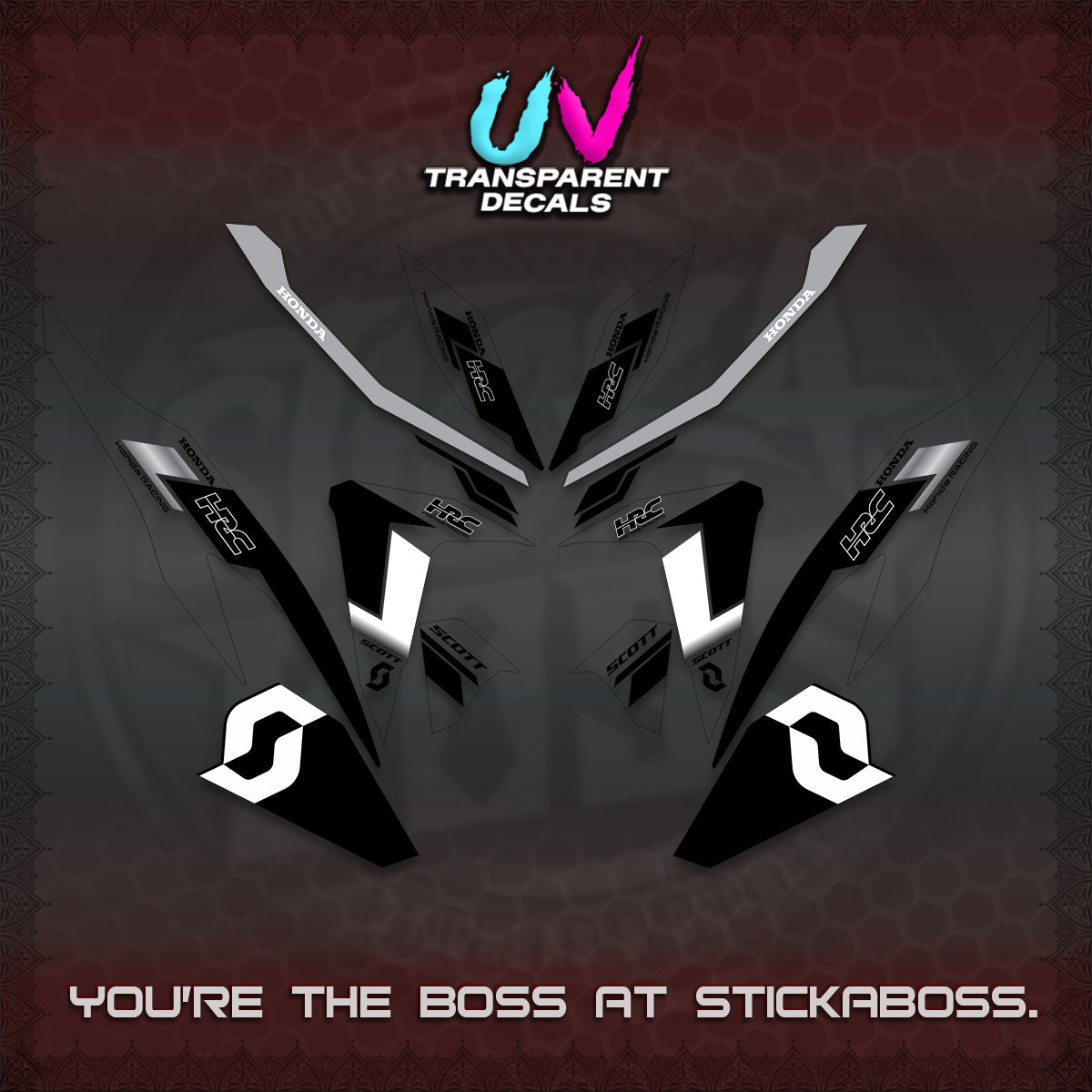 CLICK V2 UV TRANSPARENT DECALS (SCOTTxHRC DESIGN)STICKER KITS By STICKABOSS
