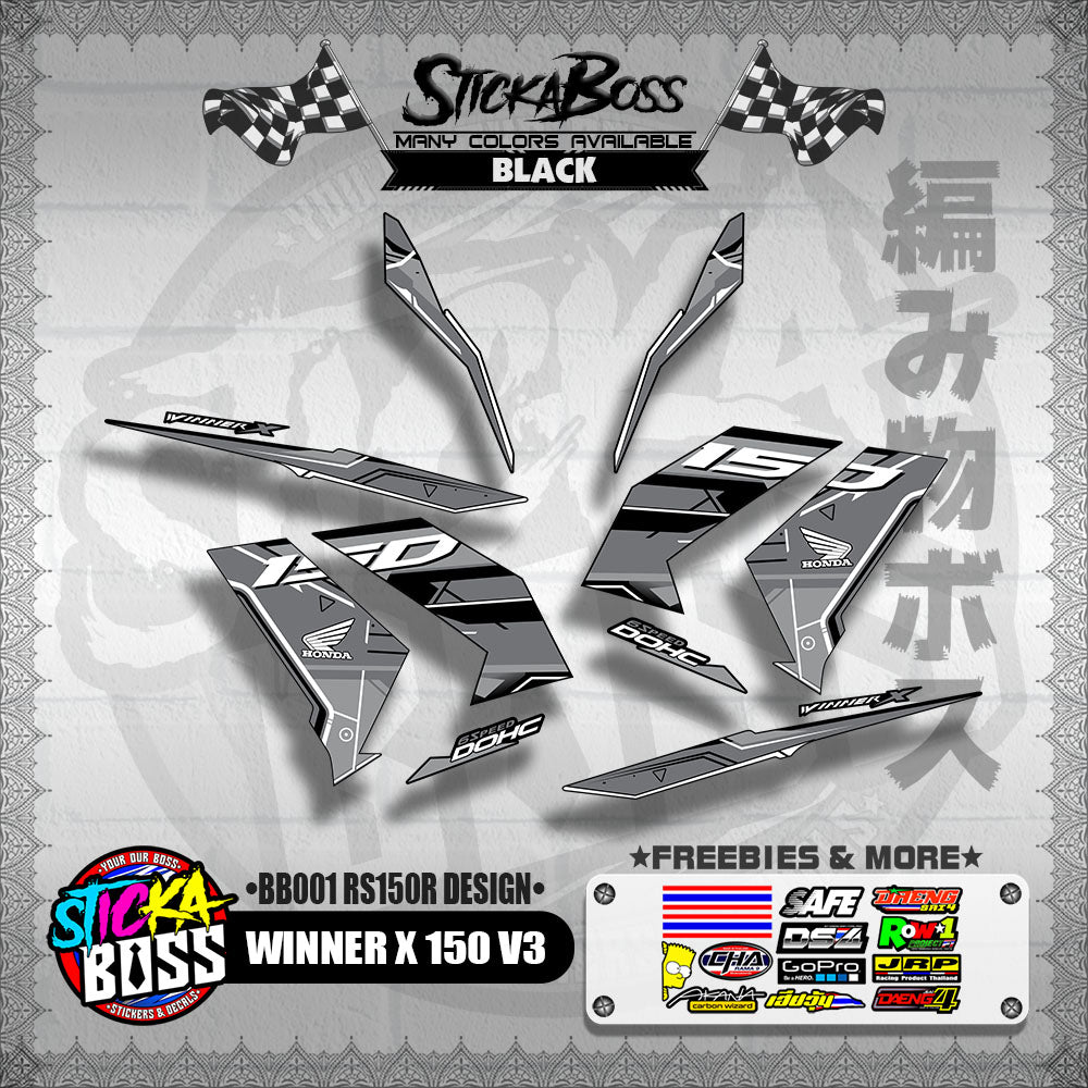WINNER X 150 V3 DECALS ( BB001 RS150R DESIGN )【WITH FREEBIES】