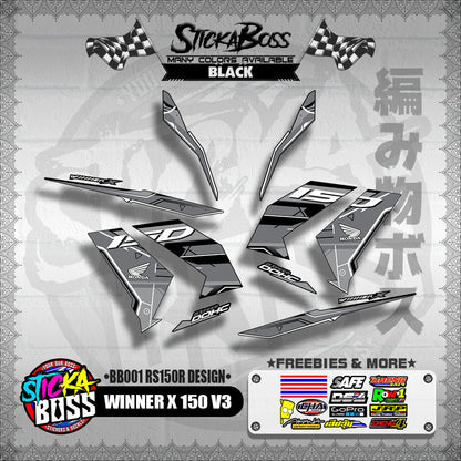 WINNER X 150 V3 DECALS ( BB001 RS150R DESIGN )【WITH FREEBIES】