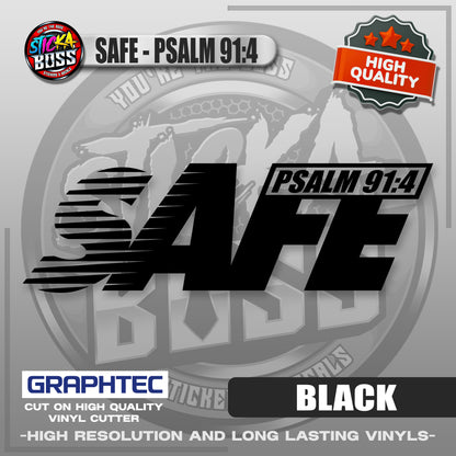 SAFE - PSALM 91:4 | VINYL WATERPROOF CUT-OUT STICKER DECALS【Stickaboss】