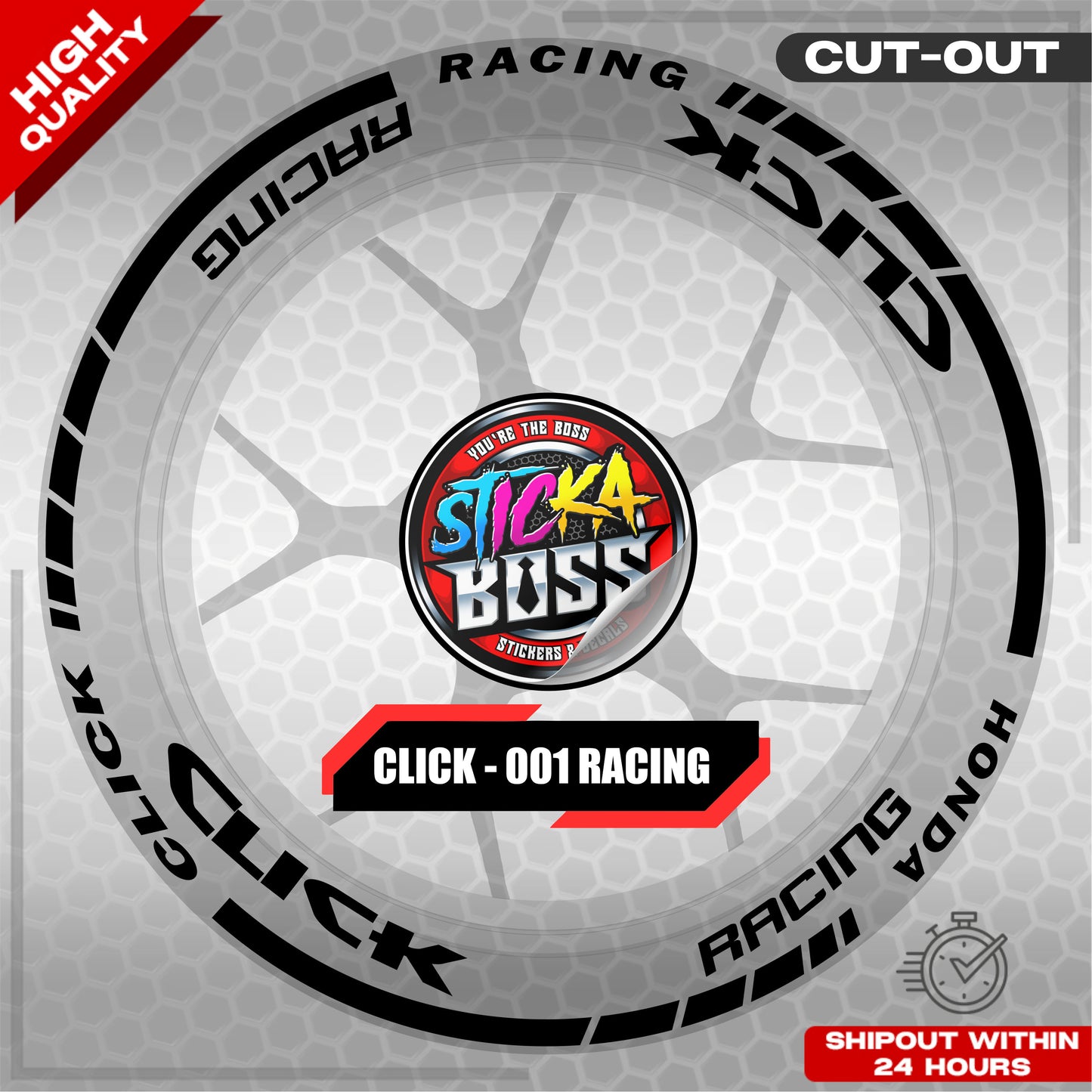 CLICK 125 / 150 / 160 MAGS STICKER SET  ( 2 MAGS ) - 001 RACING | VINYL WATERPROOF CUT-OUT DECALS