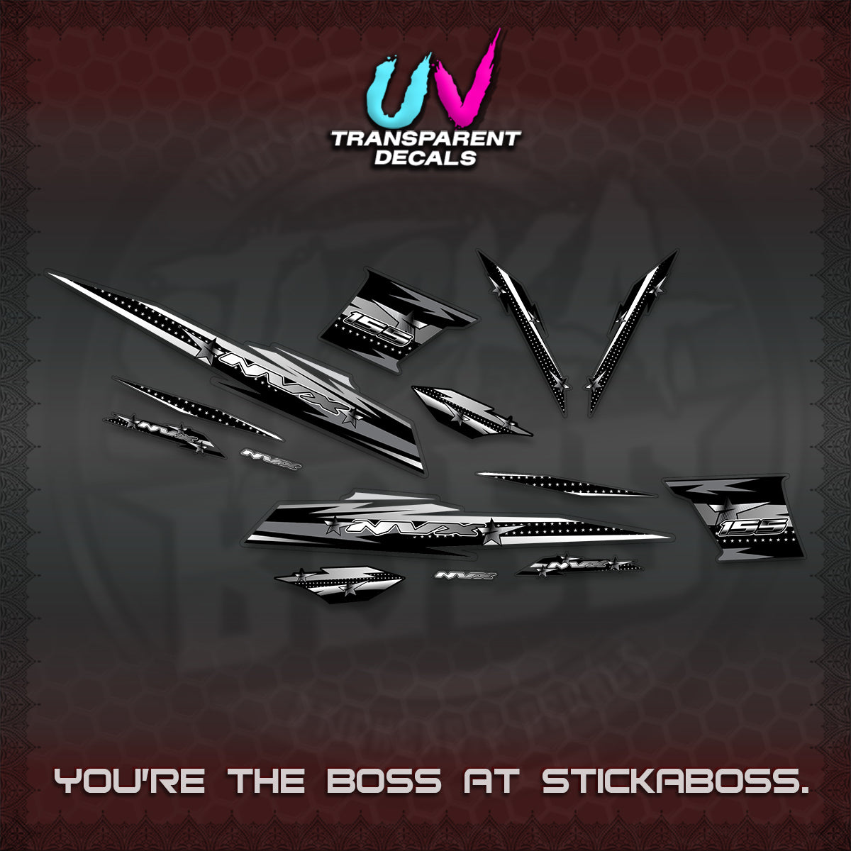 AEROX V2 UV TRANSPARENT DECALS (2026 INDO STAR 001) STICKER KITS BY STICKABOSS