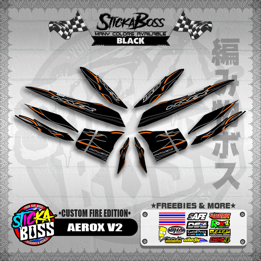 AEROX V2 DECALS ( CUSTOM FIRE EDITION )【WITH FREEBIES】