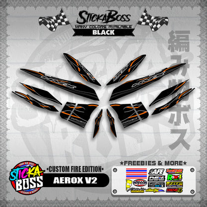 AEROX V2 DECALS ( CUSTOM FIRE EDITION )【WITH FREEBIES】