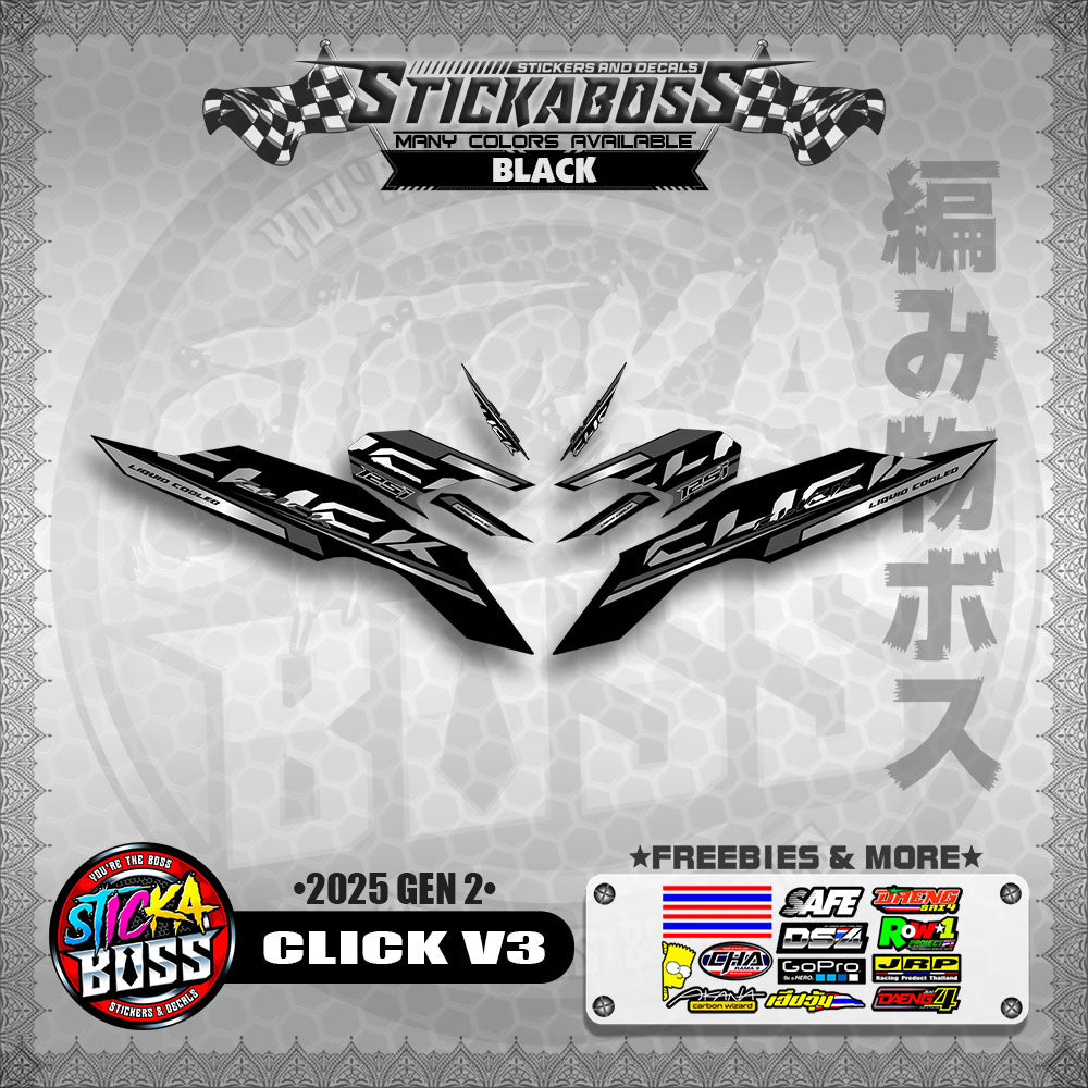 CLICK V3 INDO STICKER DECALS ( 2025 GEN 2 )【WITH FREEBIES】