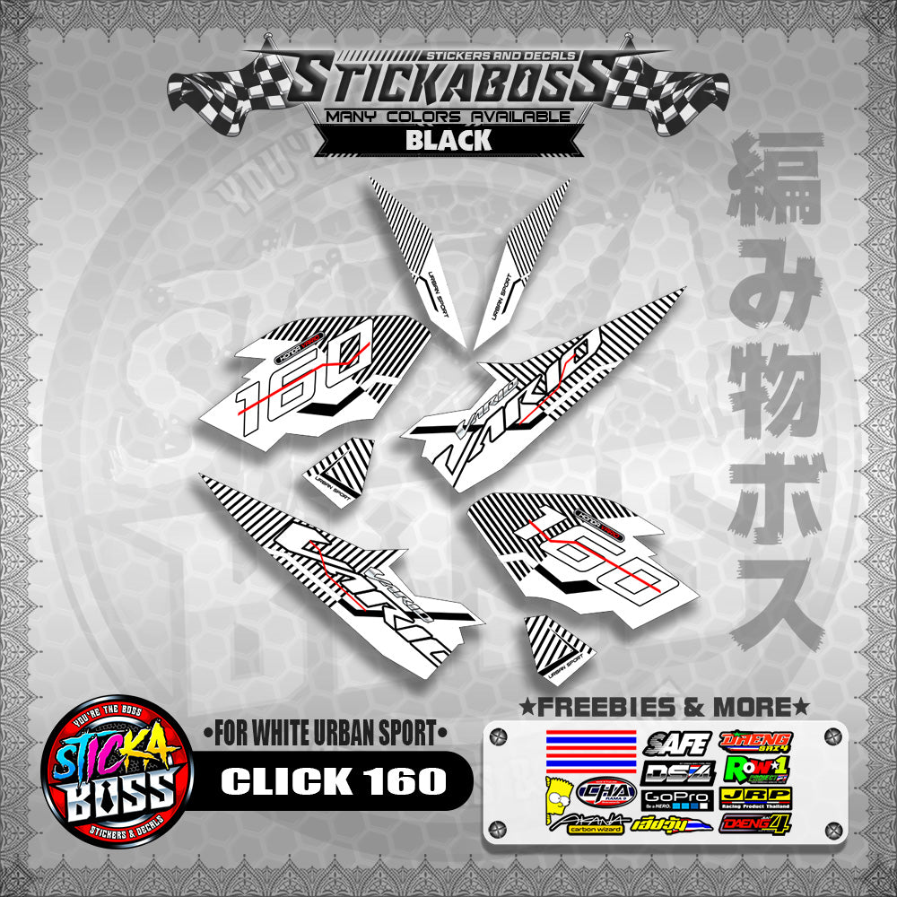 CLICK 160 STICKER DECALS ( FOR WHITE URBAN SPORT )【WITH FREEBIES】