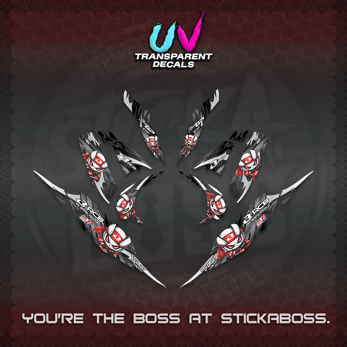 CLICK 125 V4 UV TRANSPARENT DECALS (2026 NEW RCB 2.0 DESIGN) STICKER KITS BY STICKABOSS