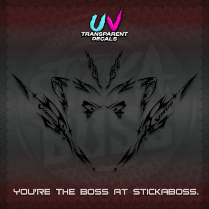 CLICK 125 V4 VARIO UV TRANSPARENT DECALS (2026 TRIBAL LIGHTNING DESIGN) STICKER KITS BY STICKABOSS