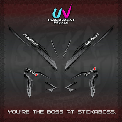 CLICK 125 V3 UV TRANSPARENT DECALS (2023 SIMPLE STRIPE DESIGN) STICKER DECALS By STICKABOSS