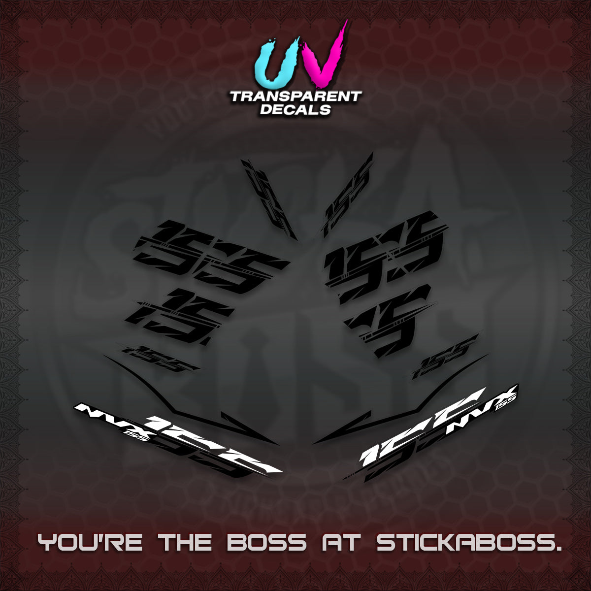 AEROX 155 V2 UV TRANSPARENT DECALS (2026 NVX VIETNAM) STICKER KITS BY STICKABOSS
