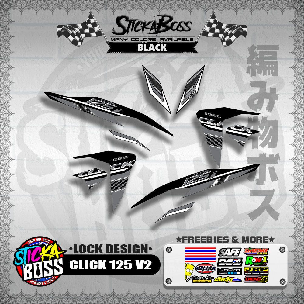 CLICK 125 V2 DECALS ( LOCK DESIGN )【WITH FREEBIES】