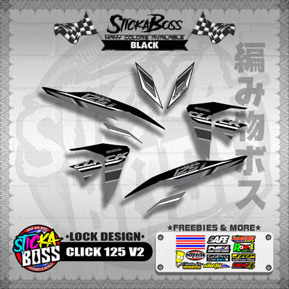 CLICK 125 V2 DECALS ( LOCK DESIGN )【WITH FREEBIES】