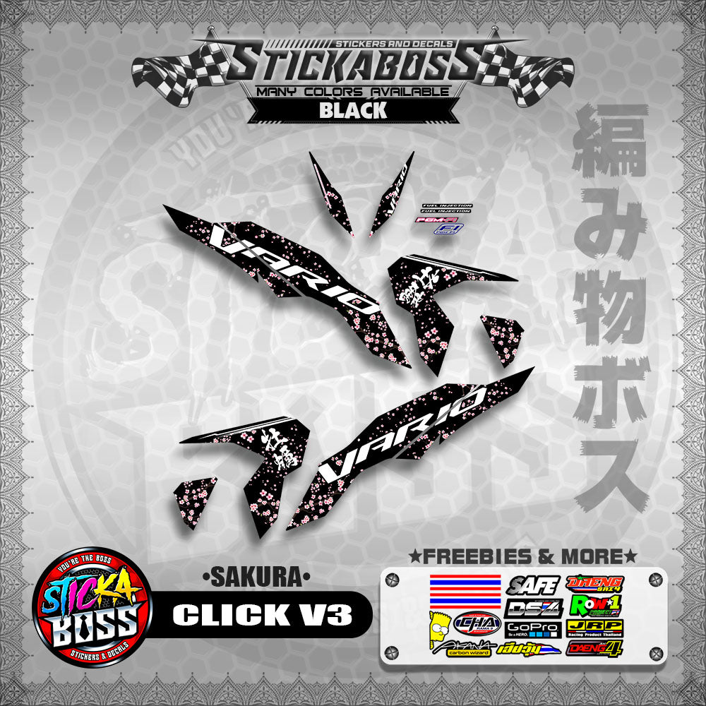 CLICK V3 STICKER DECALS (  SAKURA )【WITH FREEBIES】