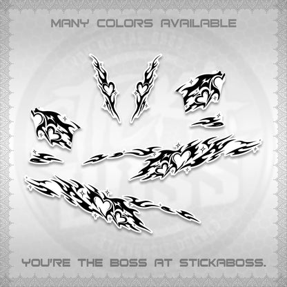 CLICK 125 V2 FOR WHITE DECALS (2026 TRIBAL HEART DESIGN) STICKER KITS BY STICKABOSS
