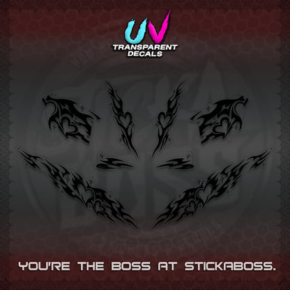 CLICK 125 V2 UV TRANSPARENT DECALS (2026 STRIPING HEART DESIGN) STICKER KITS BY STICKABOSS