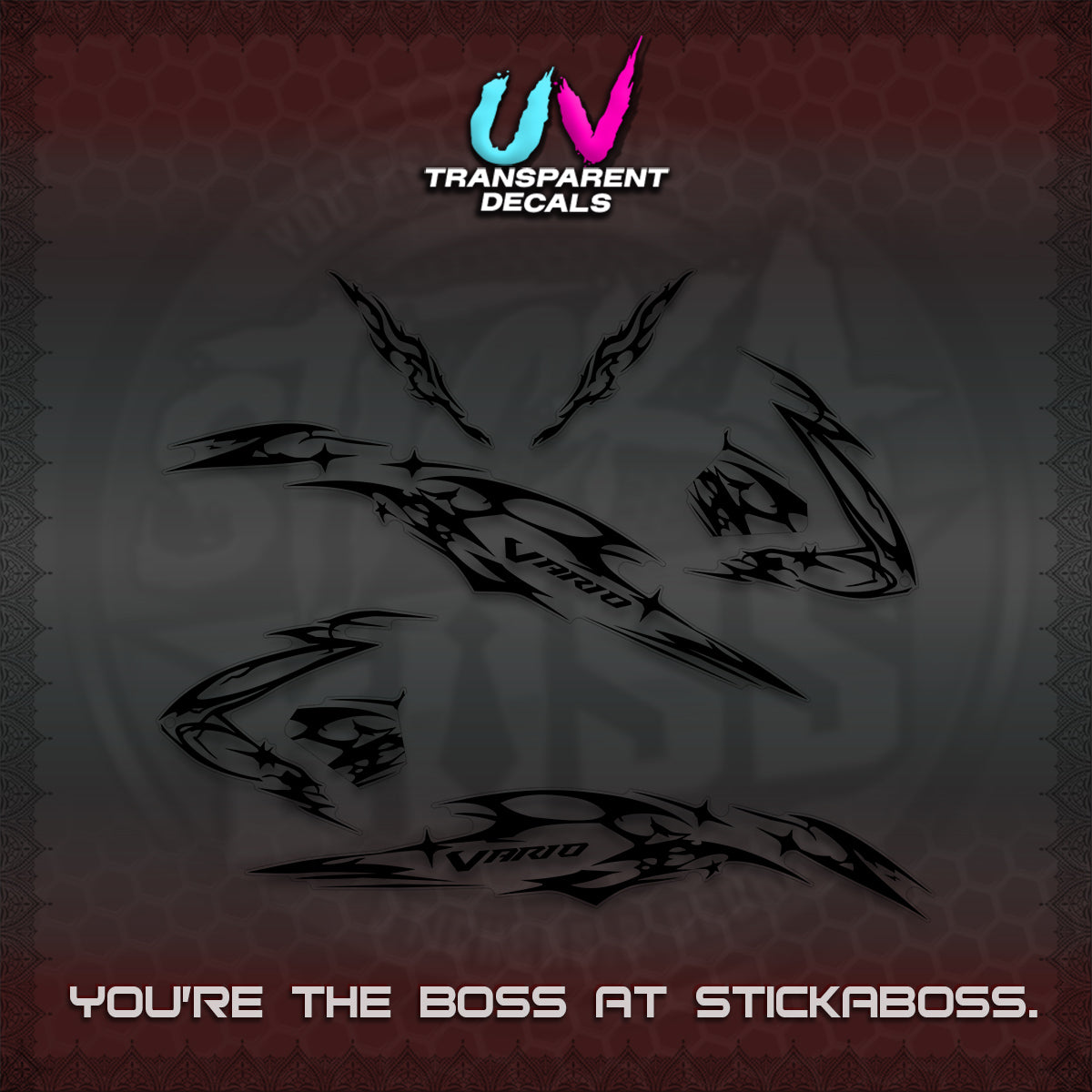 CLICK 125 V3 VARIO UV TRANSPARENT DECALS (2026 T1 LIGHTNING DESIGN) STICKER KITS BY STICKABOSS