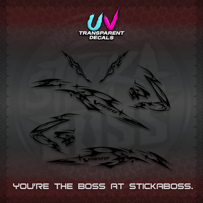 CLICK 125 V3 VARIO UV TRANSPARENT DECALS (2026 T1 LIGHTNING DESIGN) STICKER KITS BY STICKABOSS