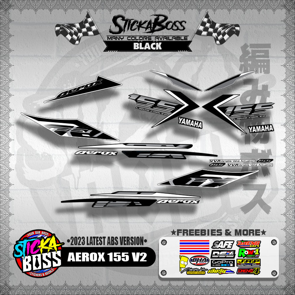 AEROX 155 V2 DECALS ( 2023 LATEST ABS VERSION ) [ PREMIUM GLOSSY LAMINATED ]【WITH FREEBIES】
