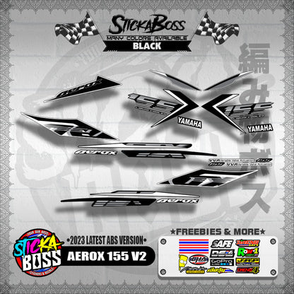 AEROX 155 V2 DECALS ( 2023 LATEST ABS VERSION ) [ PREMIUM GLOSSY LAMINATED ]【WITH FREEBIES】