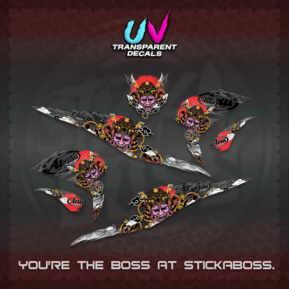 BEAT FI INDO UV TRANSPARENT DECALS (2026 NEW SAMURAI MOTIF) STICKER KITS BY STICKABOSS