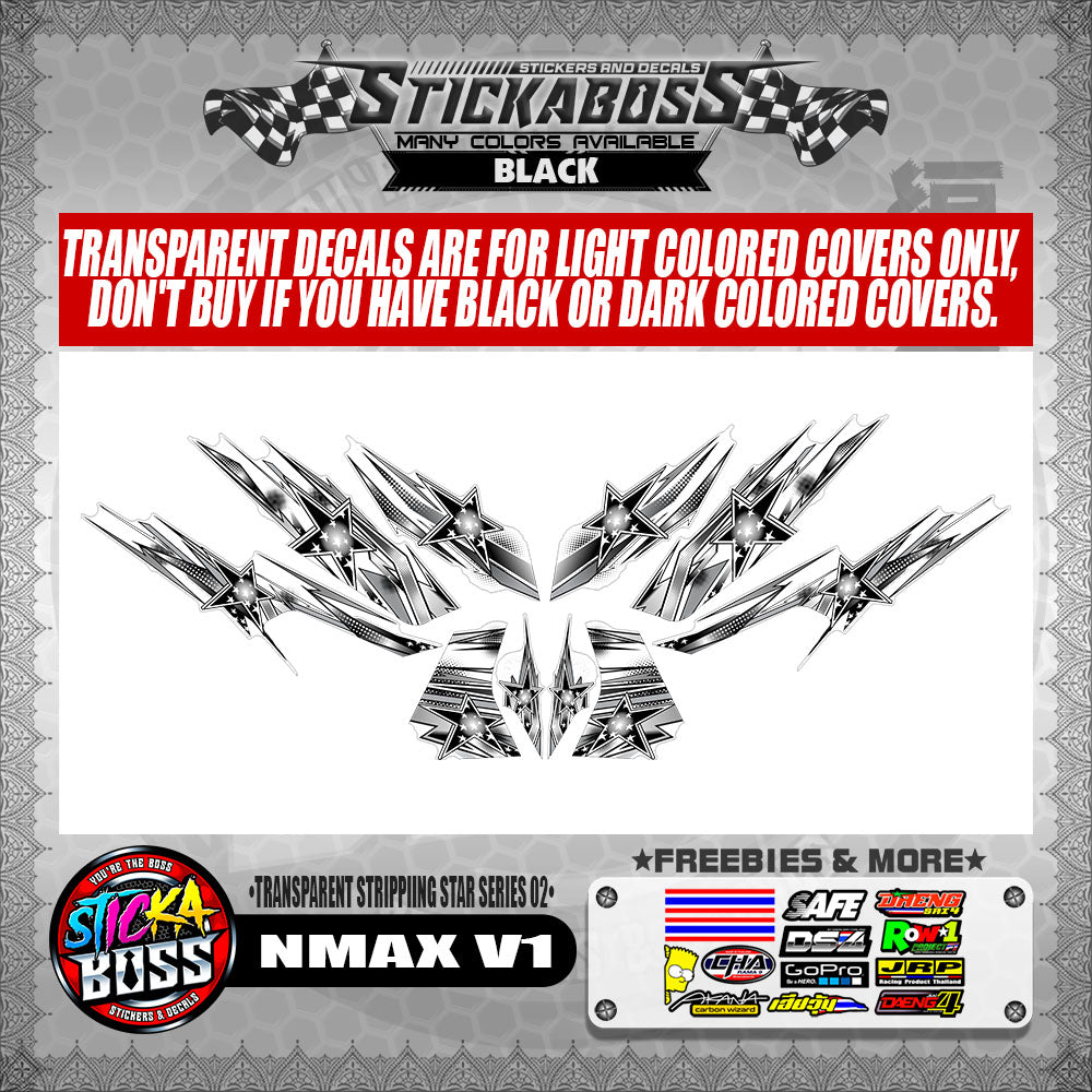 NMAX V1 STICKER DECALS ( TRANSPARENT STRIPPIING STAR SERIES 02 )【WITH FREEBIES】