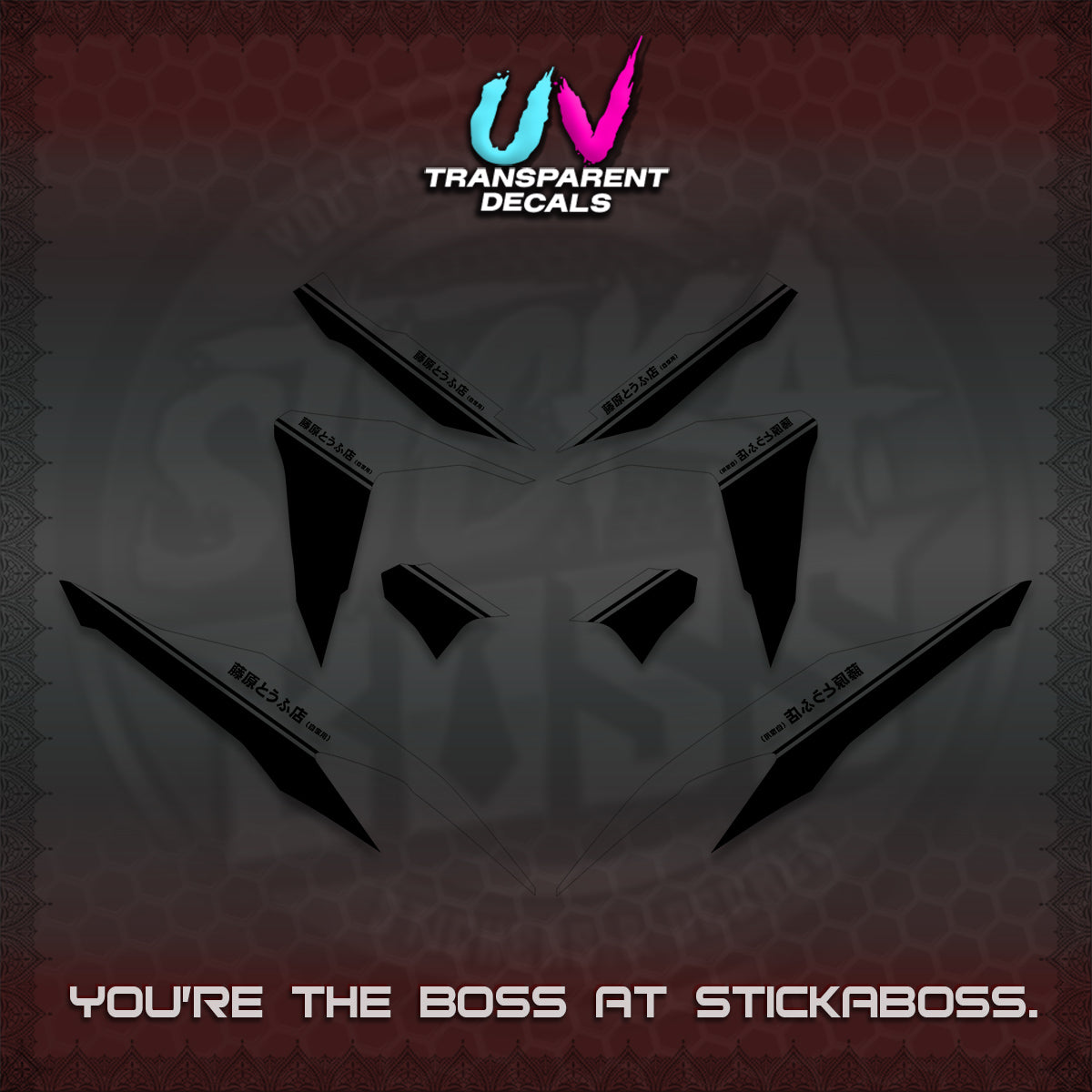 CLICK V2 UV TRANSPARENT DECALS (TRUENO STYLE DESIGN) STICKER KITS BY STICKABOSS