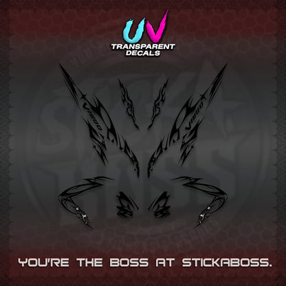 CLICK 125 V2 VARIO UV TRANSPARENT DECALS (2026 TRIBAL LIGHTNING DESIGN) STICKER KITS BY STICKABOSS