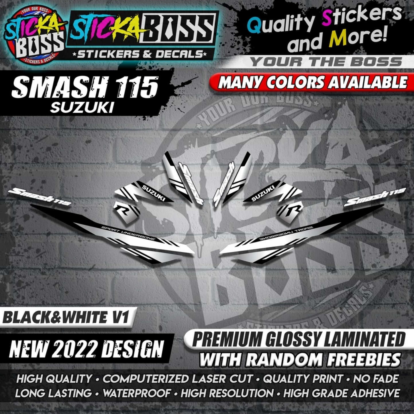 Suzuki Smash 115 Stock Decals (NEW 2022 DESIGN)【WITH FREEBIES】