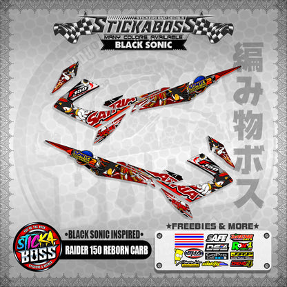 RAIDER 150 REBORN CARB STICKER DECALS ( BLACK SONIC INSPIRED )【WITH FREEBIES】