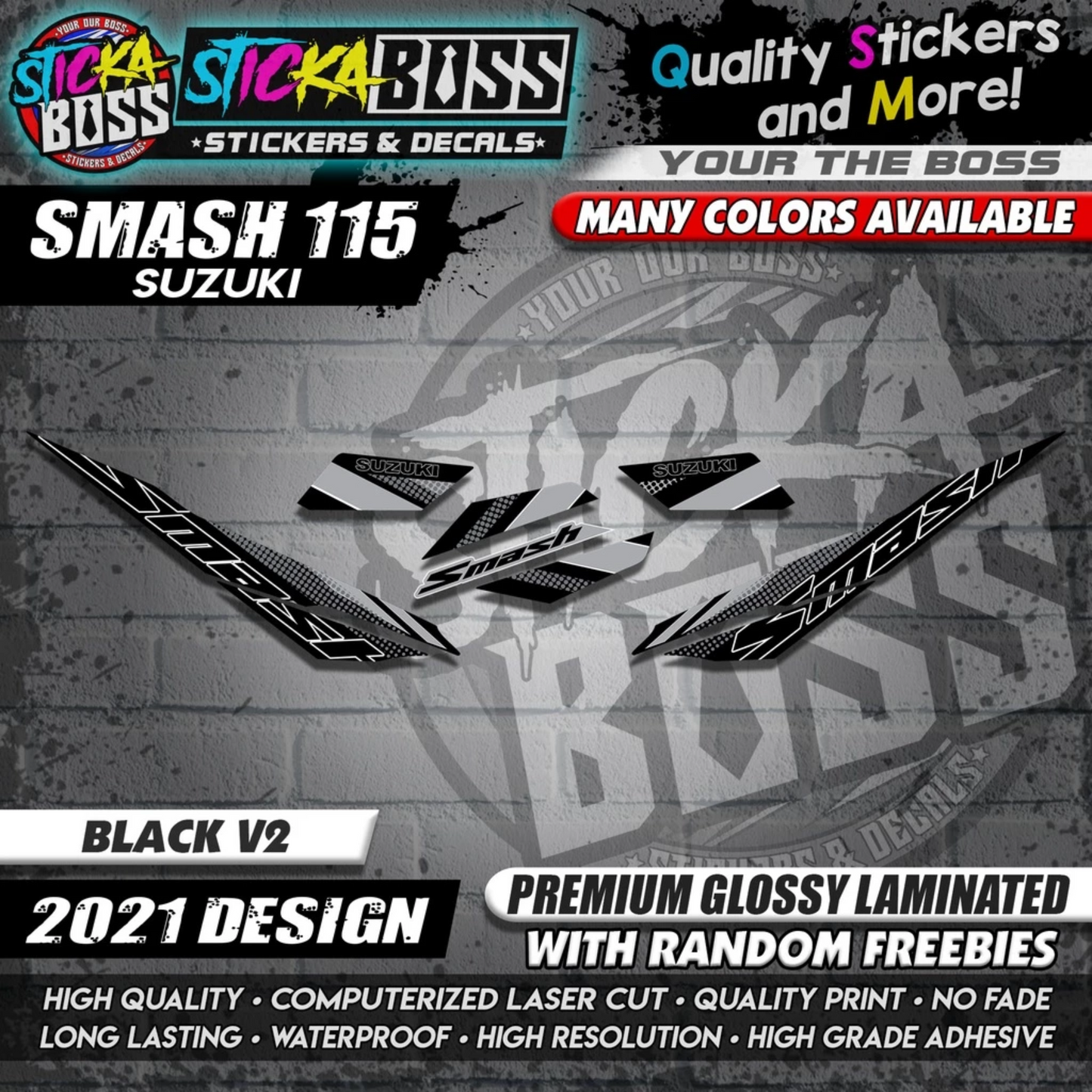 Suzuki Smash 115 Stock Decals ( 2021 DESIGN )【WITH FREEBIES】