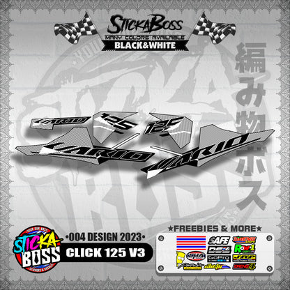 CLICK 125 V3 STOCK DECALS ( 004 DESIGN 2023 ) VARIO【WITH FREEBIES】