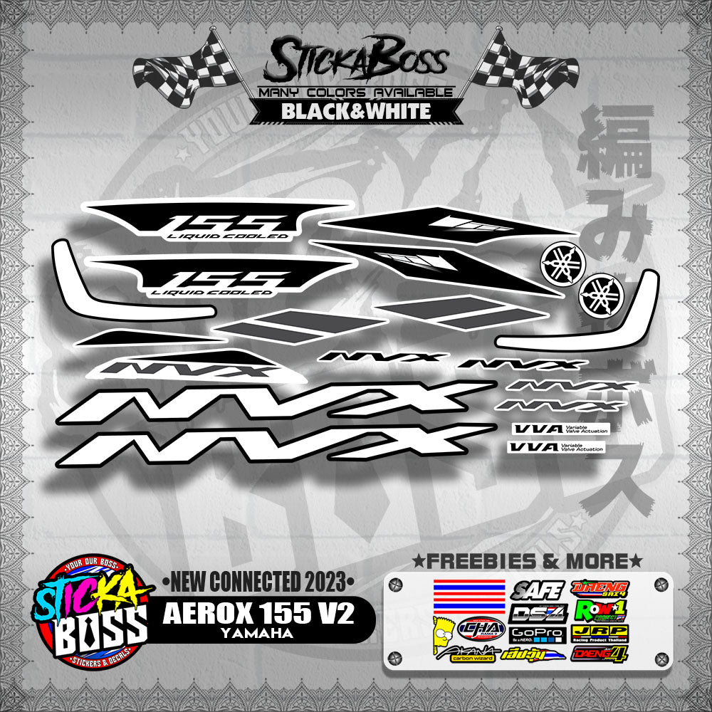 AEROX 155 V2 DECALS ( NEW CONNECTED 2023 )【WITH FREEBIES】