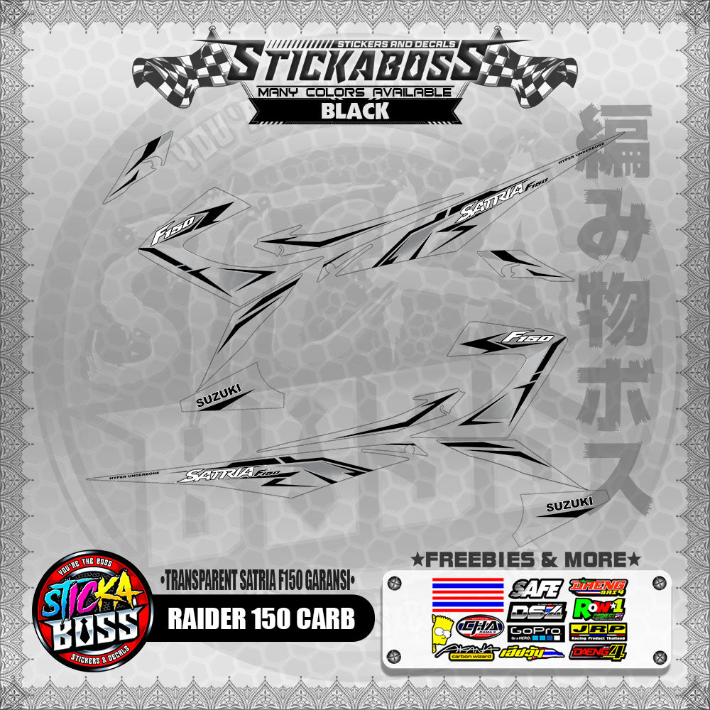 【PREMIUM UV PRINT】TRANSPARENT RAIDER 150 CARB DECALS ( SATRIA F150 GARANSI )【WITH FREEBIES】