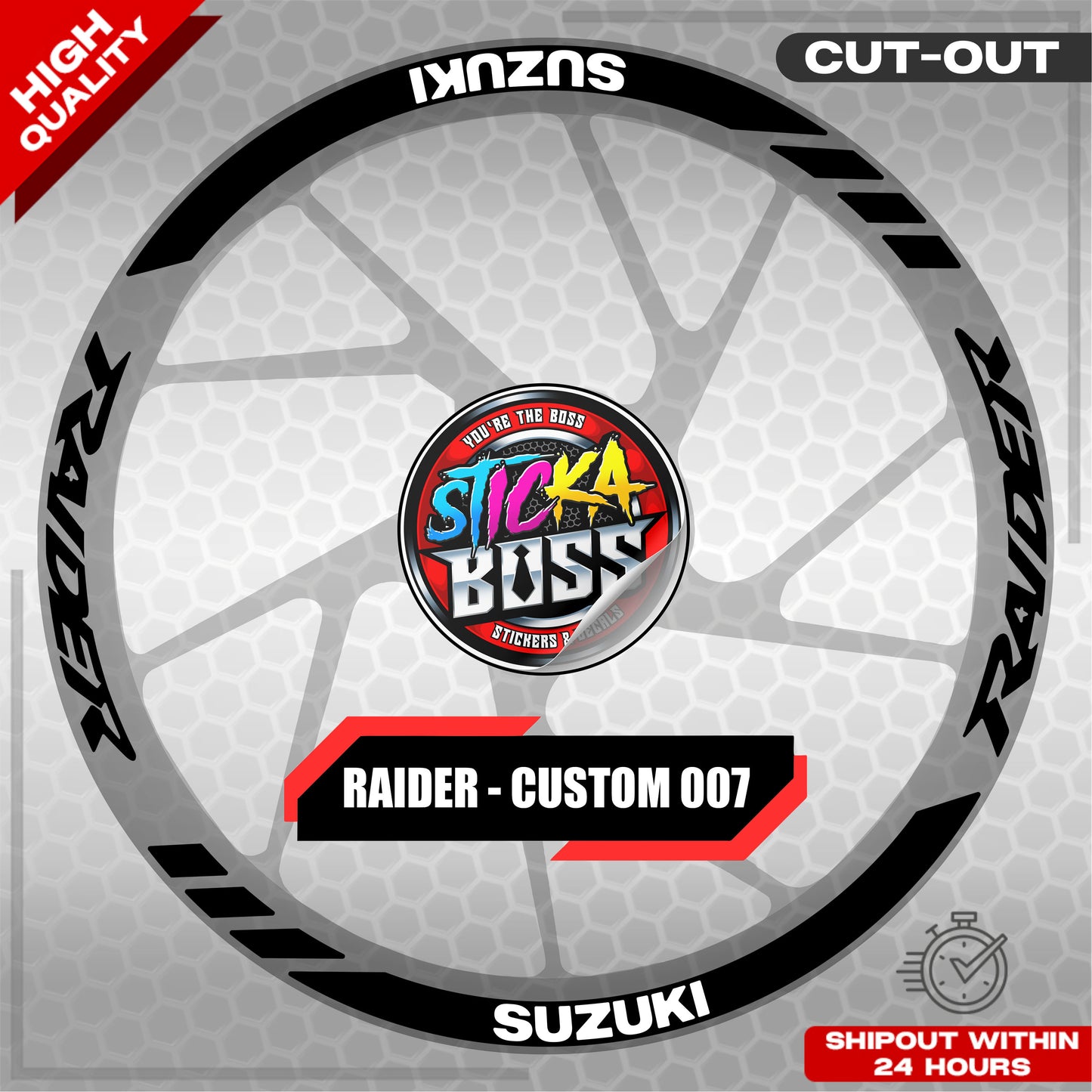 RAIDER R150 MAGS STICKER SET ( 2 MAGS ) - CUSTOM 007 | VINYL WATERPROOF CUT-OUT DECALS