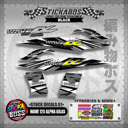 WAVE 125 ALPHA GILAS ( STOCK DECALS 01 )【WITH FREEBIES】