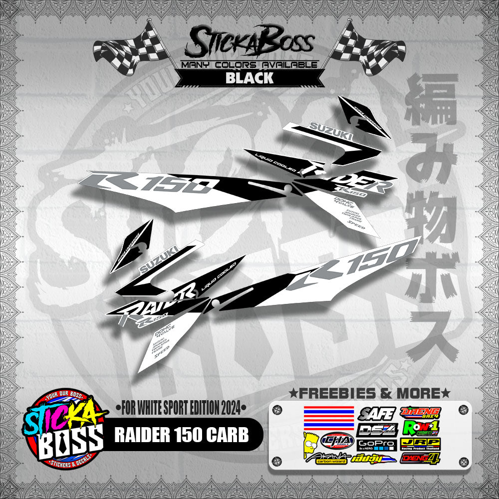 RAIDER 150 CARB DECALS ( FOR WHITE SPORT EDITION 2024 )【WITH FREEBIES】