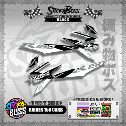 RAIDER 150 CARB DECALS ( FOR WHITE SPORT EDITION 2024 )【WITH FREEBIES】