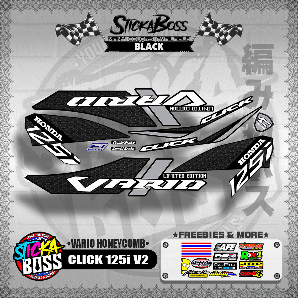 CLICK 125i V2 DECALS ( VARIO HONEYCOMB )【WITH FREEBIES】