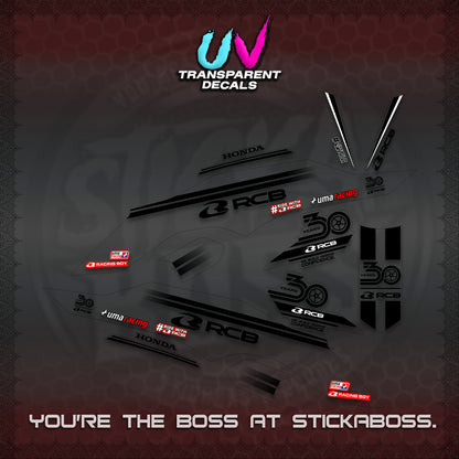 CLICK 125 V3 UV TRANSPARENT DECALS (2026 30TH ANNIVERSARY RACING DESIGN) STICKER DECALS By STICKABOSS
