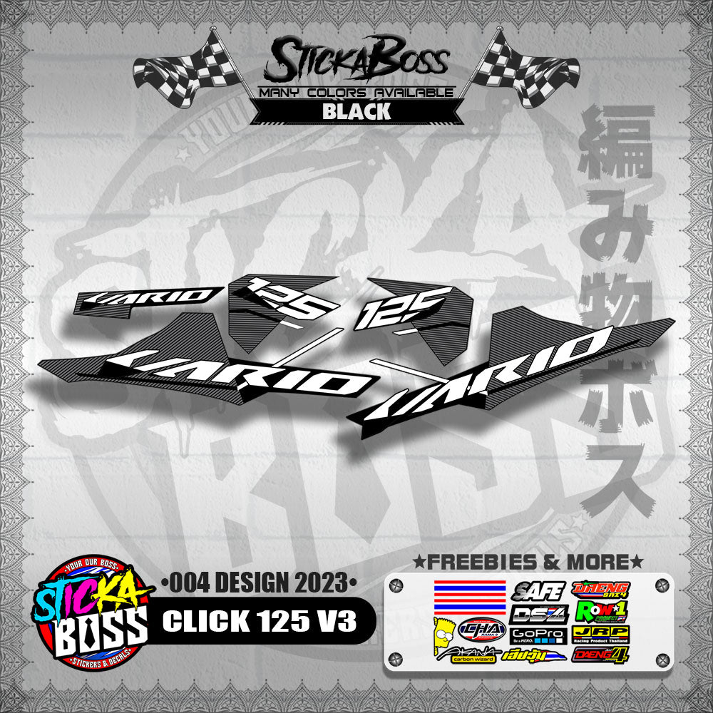 CLICK 125 V3 STOCK DECALS ( 004 DESIGN 2023 ) VARIO【WITH FREEBIES】