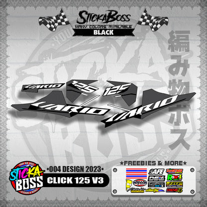CLICK 125 V3 STOCK DECALS ( 004 DESIGN 2023 ) VARIO【WITH FREEBIES】